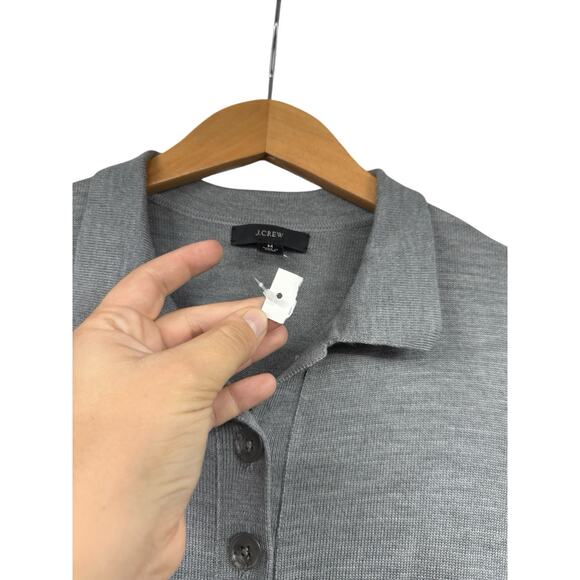 J. Crew Collared Merino Wool Sweater Dress Medium Smoke Gray Knit Midi Womens - Picture 3 of 7